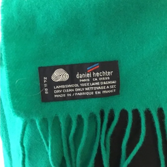 Daniel Hechter Teal Scarf, 100% Lambswool, Made In France - Picture 2 of 3